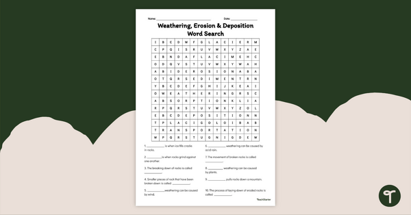 Go to Weathering, Erosion and Deposition – Word Search teaching resource