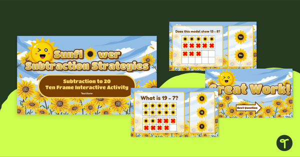 Sunflower Subtraction Strategies Interactive teaching resource