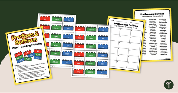 Go to Word Building Bricks - Prefixes, Suffixes, and Roots Activity teaching resource