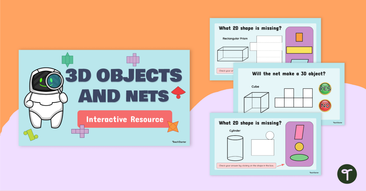 3D Objects and Nets - Interactive Activity teaching resource