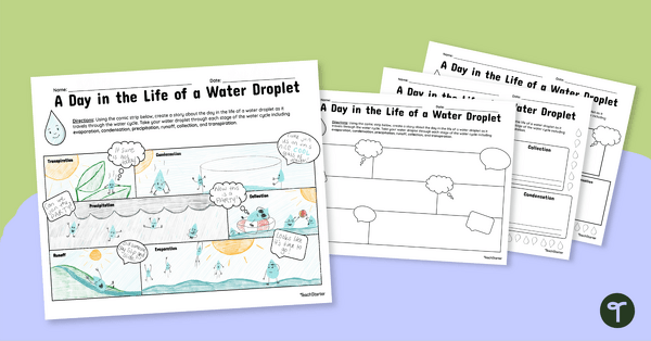 Go to A Day in the Life of a Water Droplet – Comic Strip Templates teaching resource