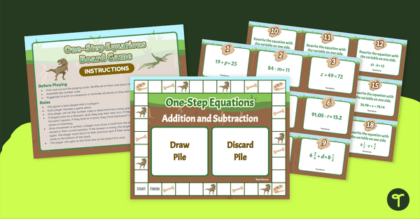 One-Step Equations (Addition and Subtraction) – Board Game teaching resource