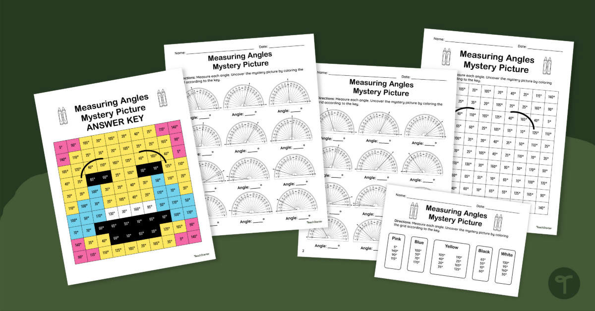 Measuring Angles – Mystery Picture Worksheet teaching resource