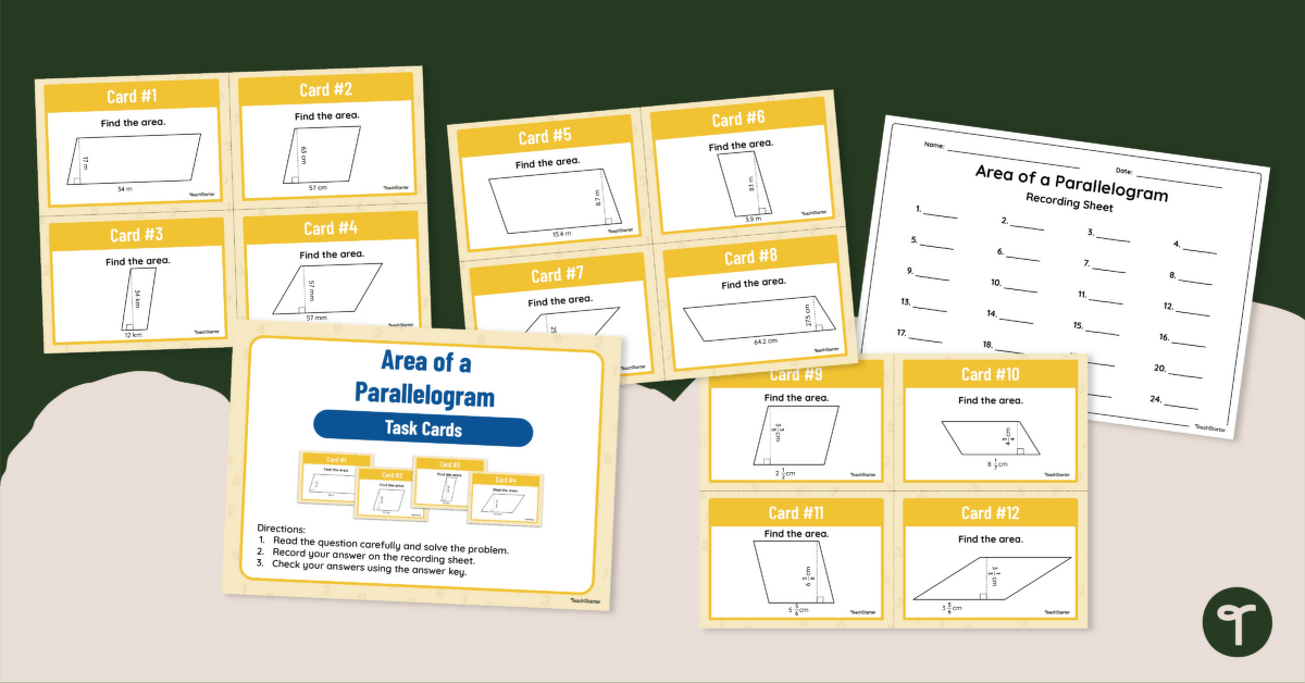 Area of a Parallelogram – Task Cards teaching resource