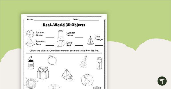 Go to Real-World 3D Objects - Colouring Worksheet teaching resource