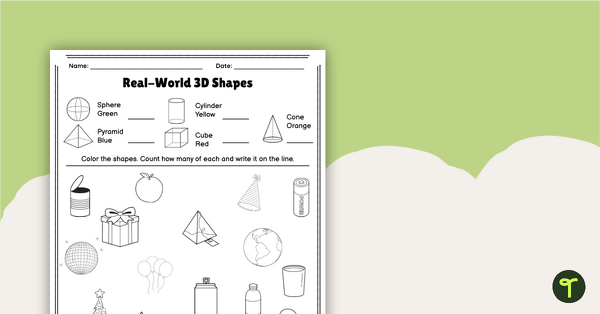 3d shapes names worksheet