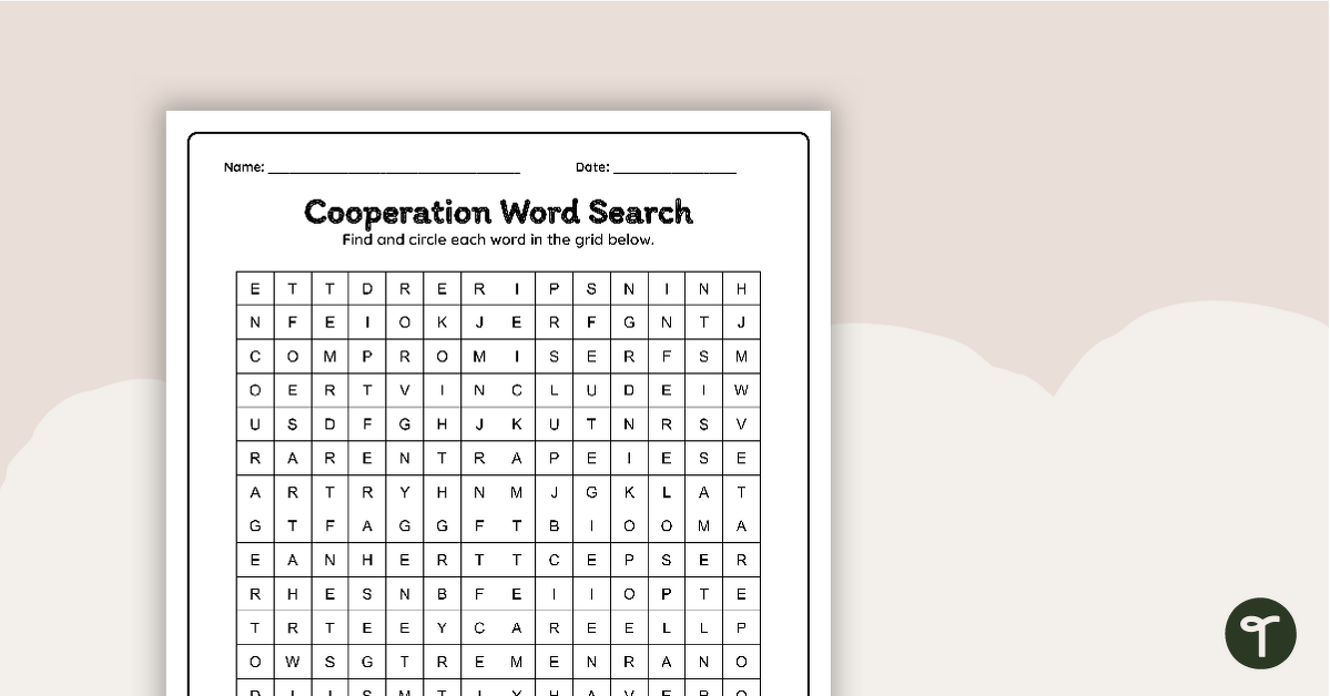 Cooperation Word Search teaching resource