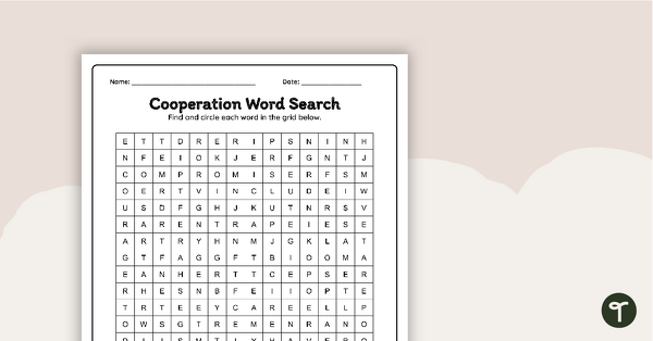 Cooperation Word Search teaching resource
