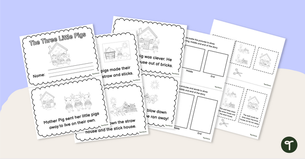 Go to Beginning, Middle and End Mini-Book - The Three Little Pigs teaching resource