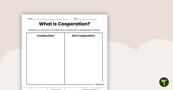 Image of What is Cooperation? Cut and Paste Worksheet