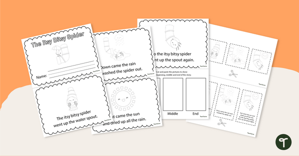 Beginning, Middle and End Mini-Book - Itsy Bitsy Spider teaching resource