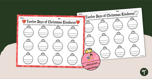 Go to Twelve Days of Kindness – Christmas Challenge Worksheet teaching resource
