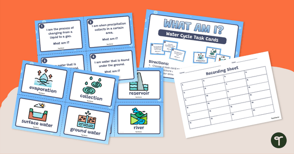 What Am I? Water Cycle Task Cards teaching resource
