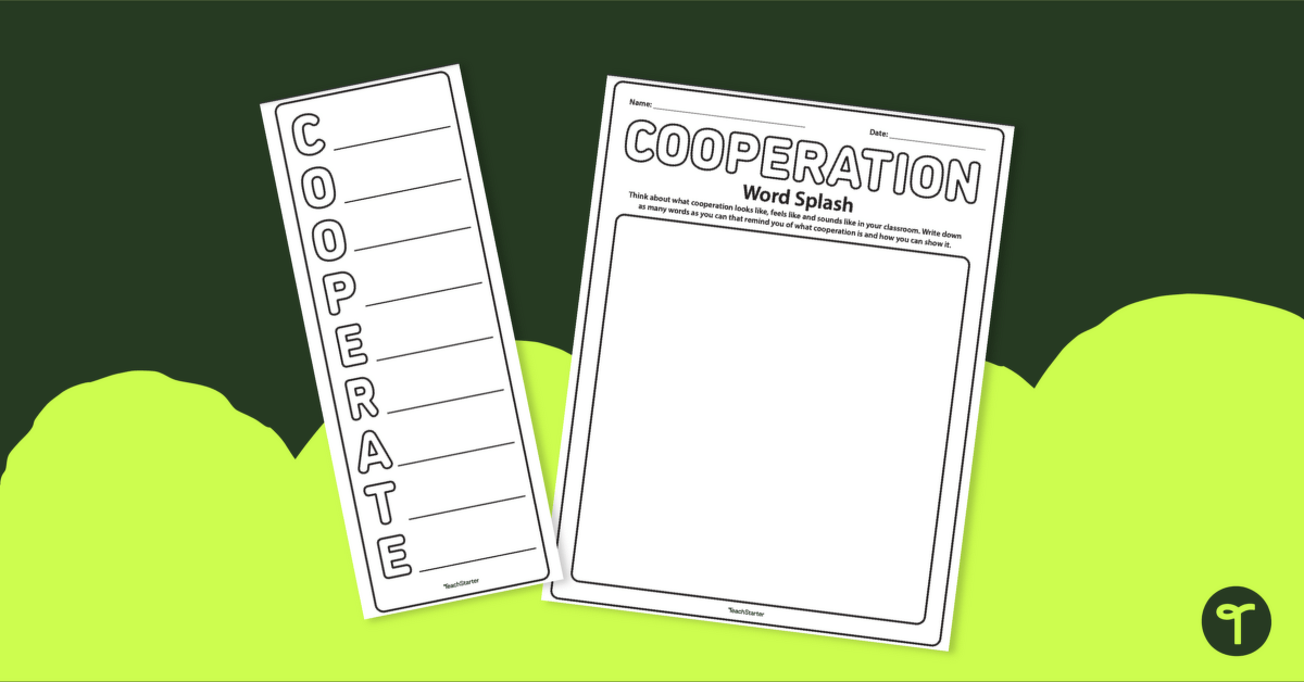 Cooperation Word Splash and Acrostic Poem teaching resource