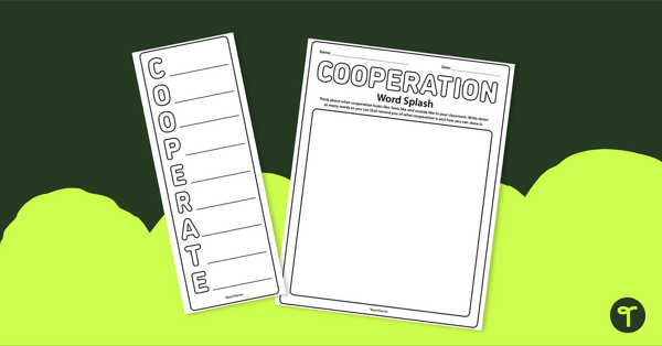 Cooperation Word Splash and Acrostic Poem teaching resource