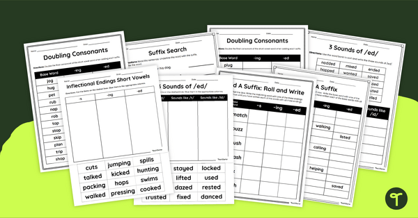 Go to Inflectional Endings - Spelling with Suffixes Worksheets teaching resource