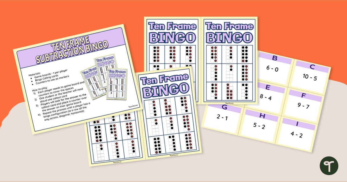 Subtraction Strategies - Ten Frame Printable Bingo teaching resource