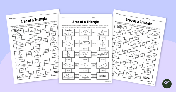 Area of a Triangle – Differentiated Math Mazes teaching resource