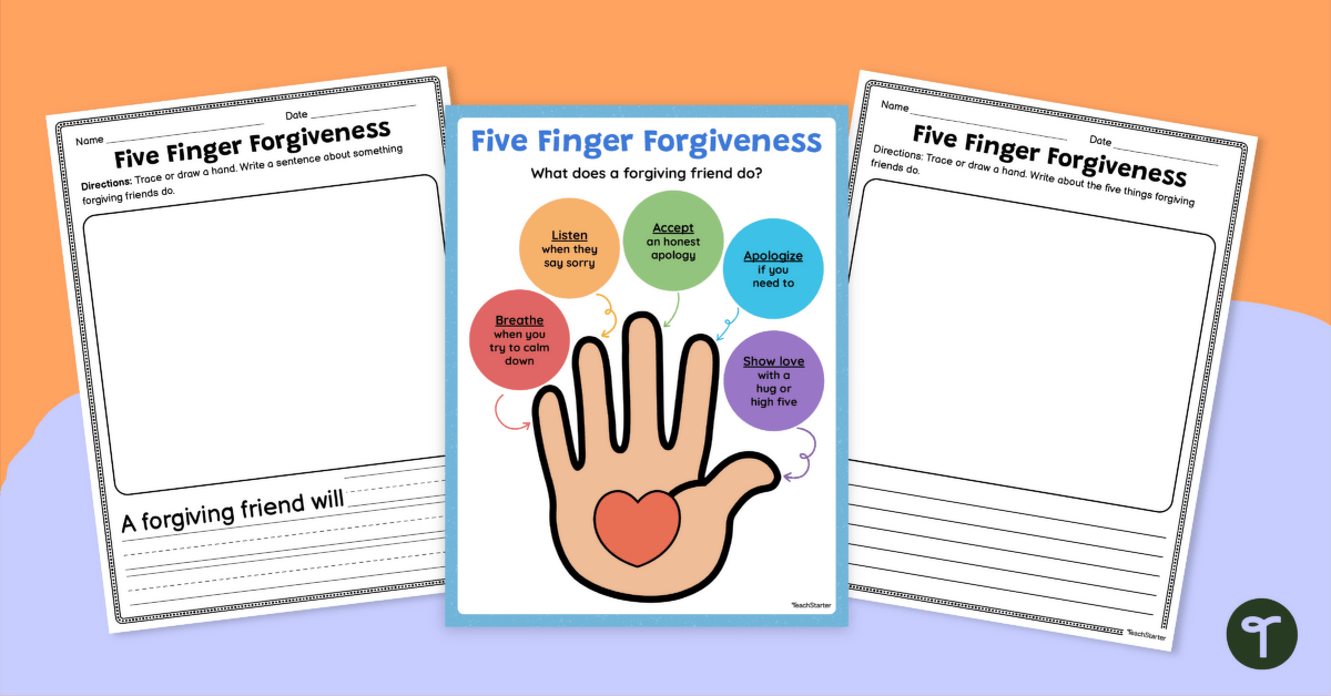 Five Finger Forgiveness – Poster and Writing Activity teaching resource