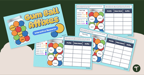 Gum Ball Affixes Interactive Resource teaching resource