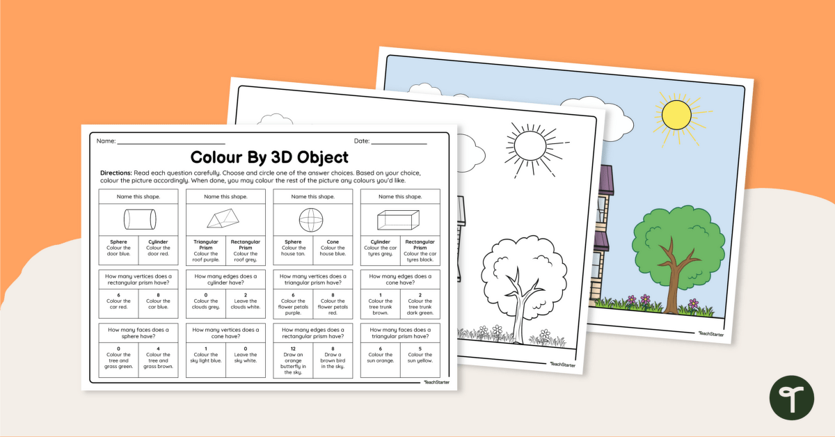 Colour By 3D Objects - Worksheet teaching resource