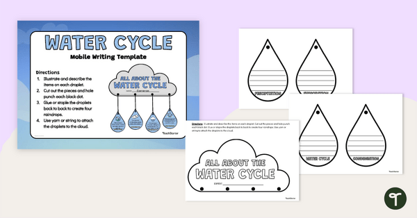Water Cycle Mobile Writing Template teaching resource