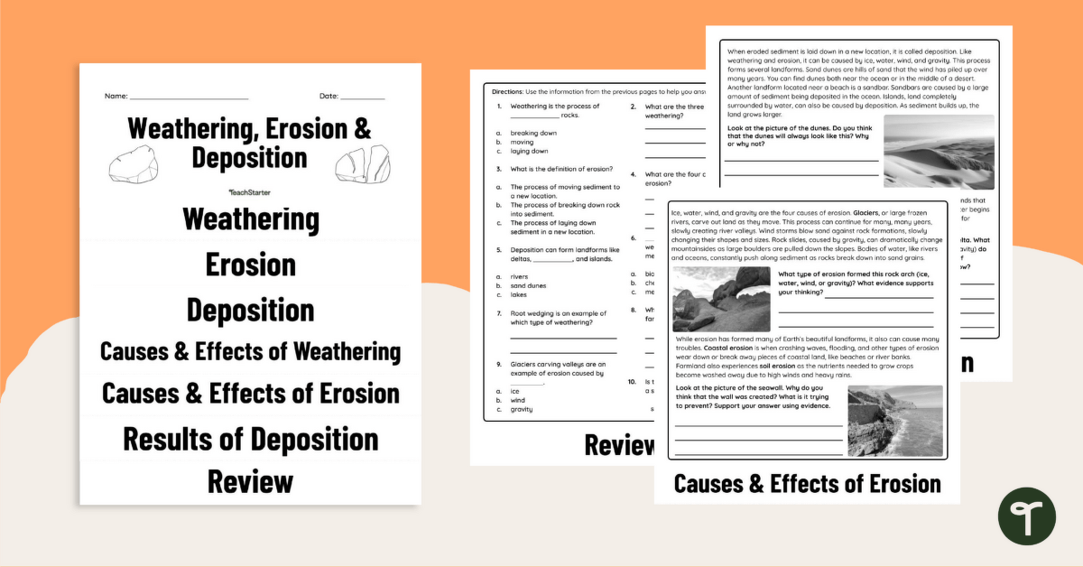 Weathering, Erosion and Deposition Flipbook teaching resource