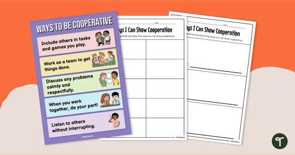 Go to Ways to Show Cooperation Poster and Worksheet teaching resource