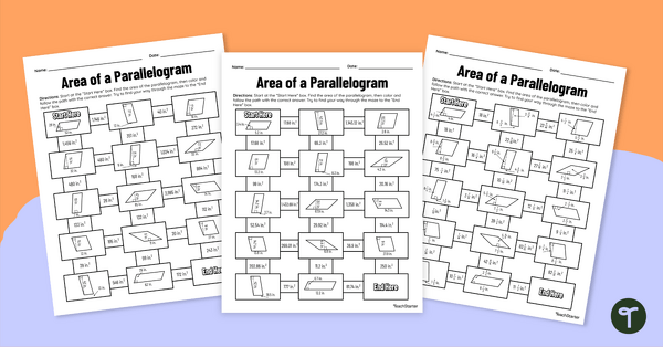 Image of Area of a Parallelogram – Differentiated Math Mazes