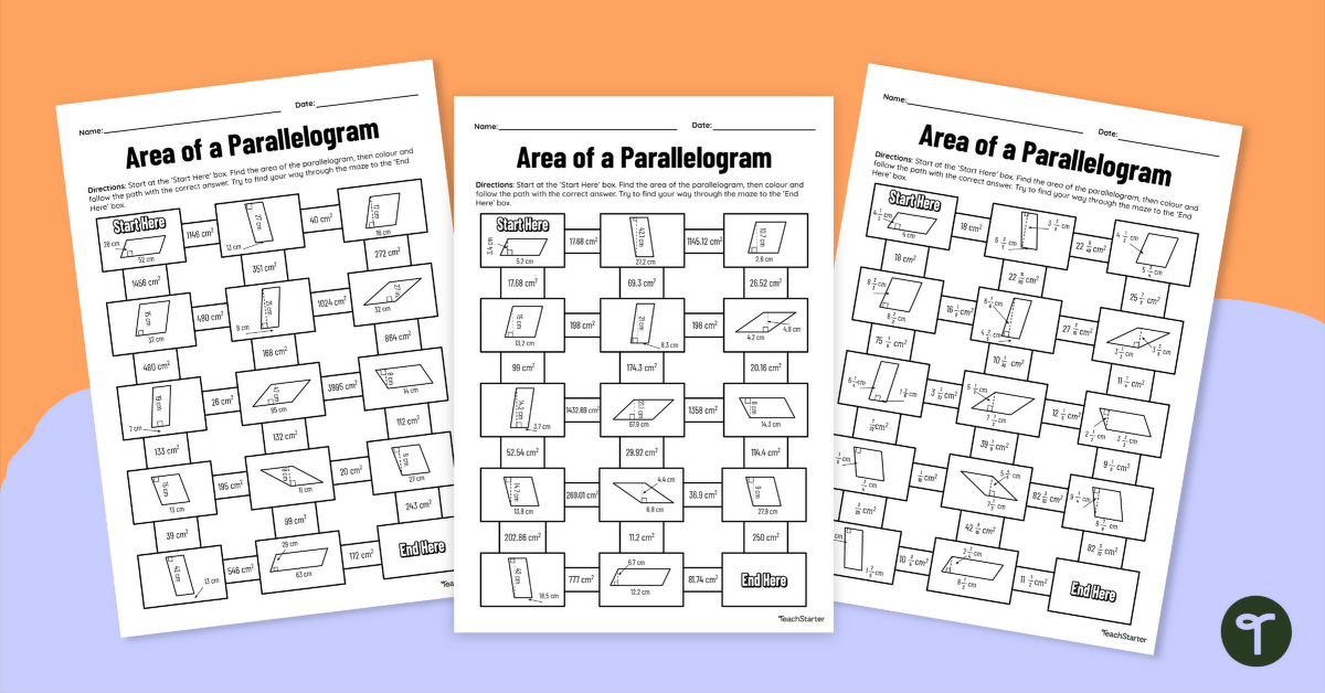 Area of a Parallelogram – Differentiated Maths Mazes teaching resource