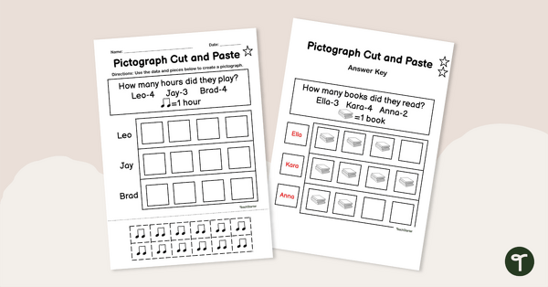 Pictograph Cut and Paste Worksheet teaching resource