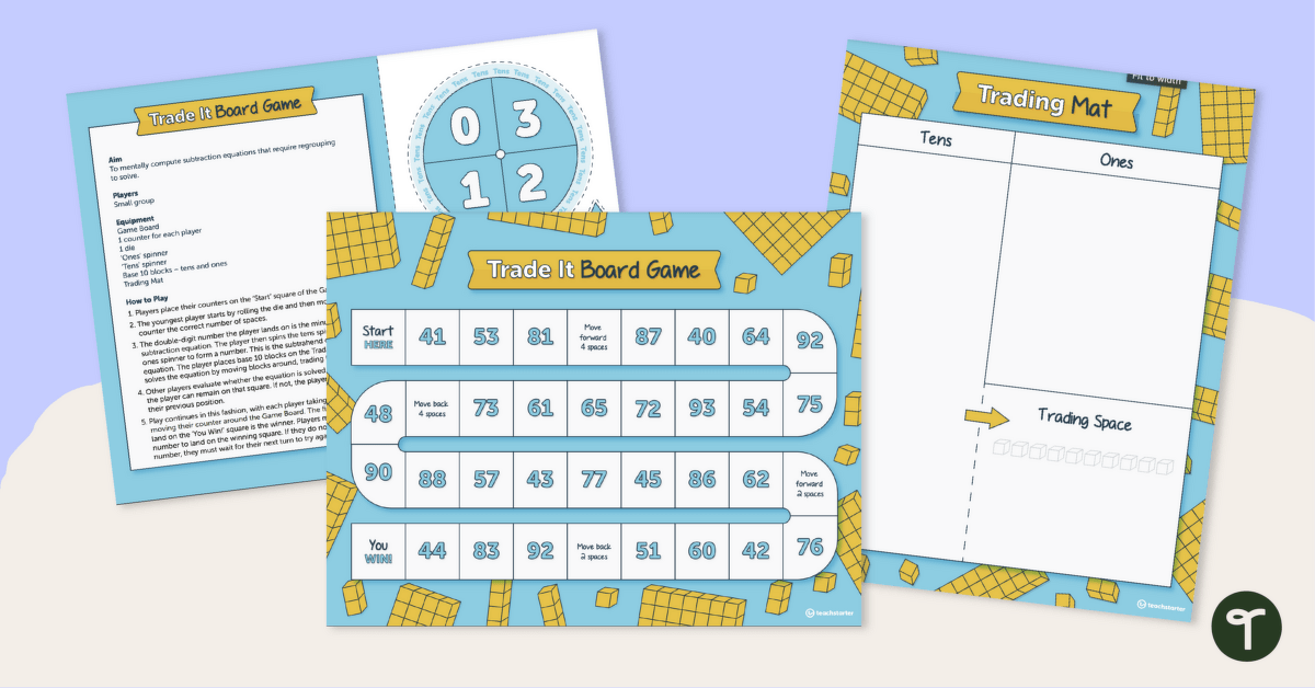 Trade It! Subtraction with Regrouping Game teaching resource
