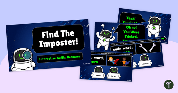 Go to Find The Imposter! Interactive Suffix Game teaching resource