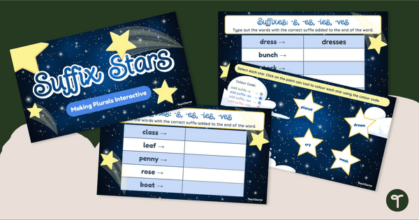 Go to Suffix Stars - Interactive Suffix Review teaching resource