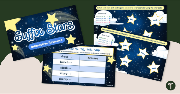 Go to Suffix Stars - Making Plurals Interactive teaching resource