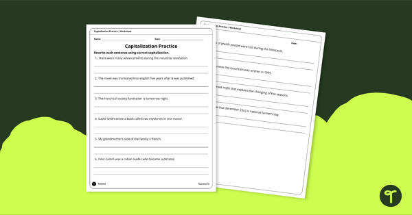 Go to Capitalization Worksheet - Events, Books, Languages, and Nationalities teaching resource