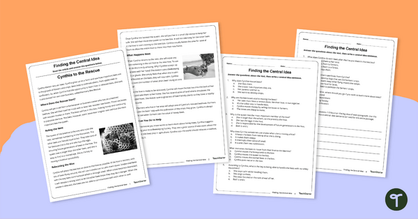 Go to Finding the Central Idea Worksheet teaching resource