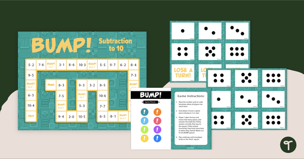 Go to Bump! Subtraction to 10 Math Game teaching resource