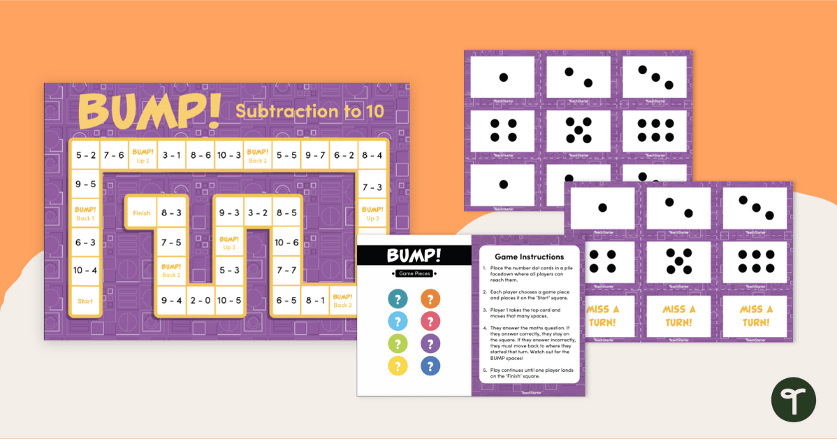 Bump! – Subtraction to 10 Maths Game teaching resource