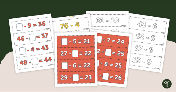 Go to Mental Math – Subtraction Flashcards teaching resource