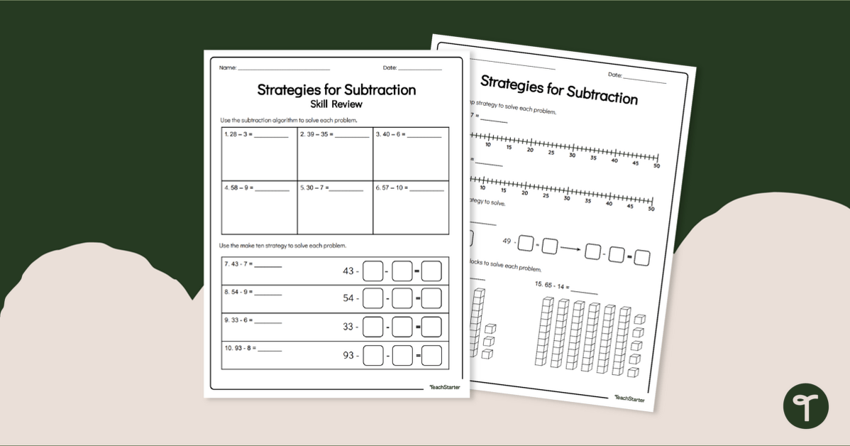 Subtraction Strategies – Worksheet teaching resource