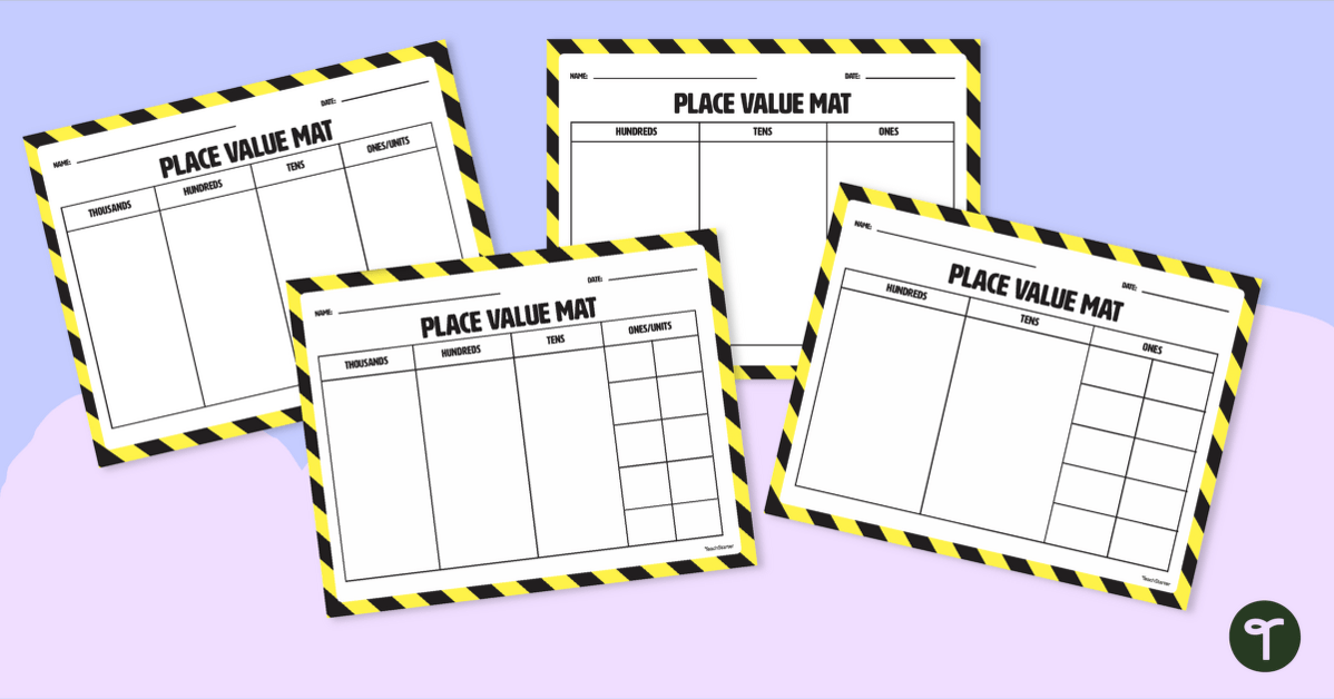 Place Value Charts — Printable Math Mats teaching resource