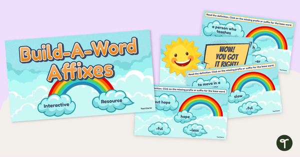 Go to Rainbow Affixes - Prefix and Suffix Interactive teaching resource