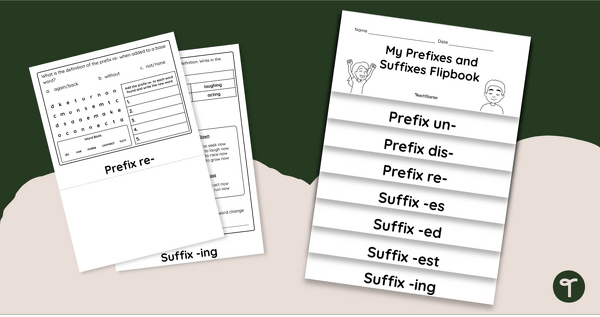 Prefixes and Suffixes Flipbook teaching resource
