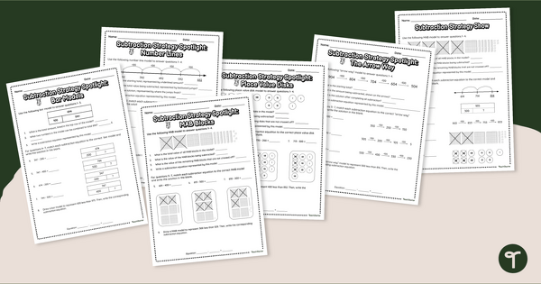 Go to 3 Digit Subtraction Worksheets - Subtraction Strategy Practise teaching resource