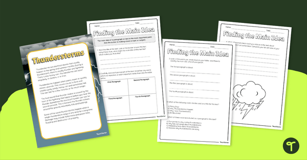 Image of Finding the Main Idea - Comprehension Task (Thunderstorms)