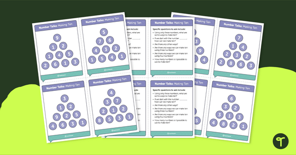 Go to Number Talks - Making Ten Task Cards teaching resource