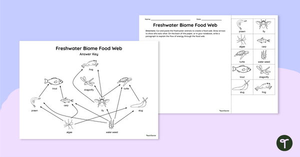 Image of Freshwater Biome Food Web - Cut and Paste Worksheet