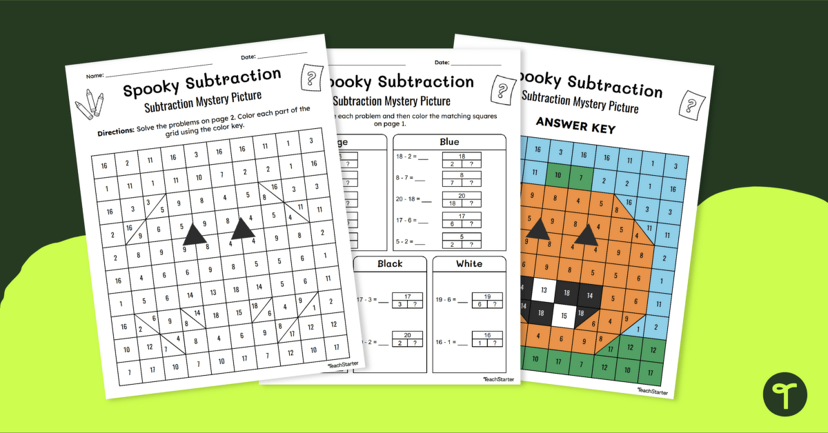Bar Model Subtraction - Maths Colour By Number Worksheet teaching resource