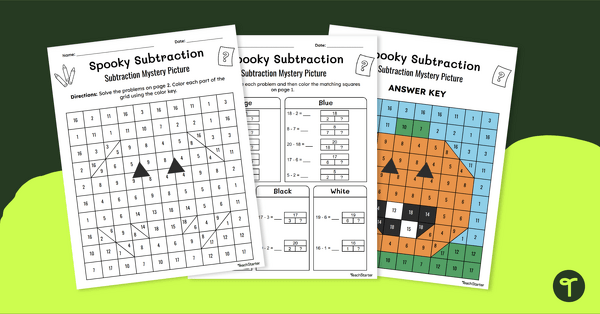 Go to Bar Model Subtraction - Maths Colour By Number Worksheet teaching resource